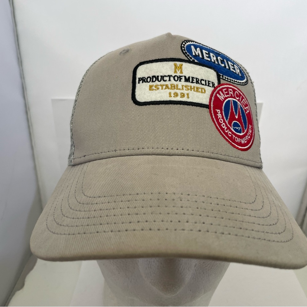 Mercier Paris Badge Mesh Trucker Hat Cap Gray Adjustable SnapBack Streetwear